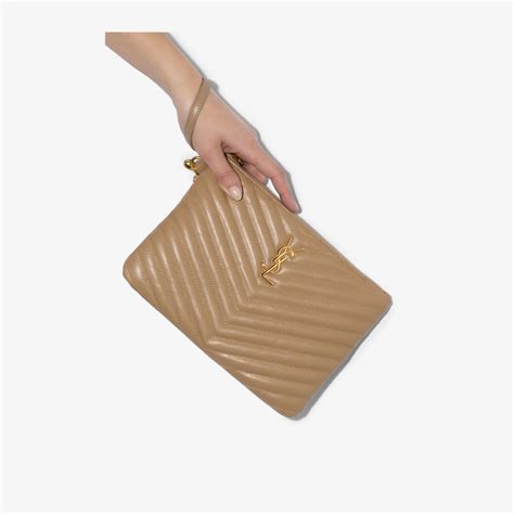 ysl patent leather clutch beige|YSL monogram clutch sale.